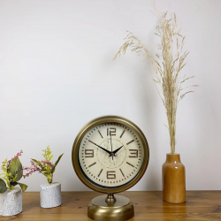 Mey İthalat® Eskitme Metal Vintage Masa Saati 25×20 cm