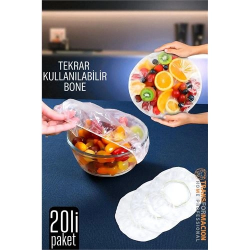 Mey İthalat® Esnek Kase Bonesi – 20 Adet, 25 cm’e Kadar Uyumlu, Tekrar Kullanılabilir Tabak Bone 722079