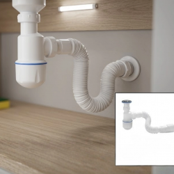 Mey İthalat® Esnek Lavabo Sifonu Gider Borusu Koku Önleyici Sızdırmaz Bağlantılı Pratik Montaj
