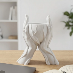 Mey İthalat® Estetik El Figürlü Dekoratif 3D Baskı Vazo Saksı Ev Dekorasyonu