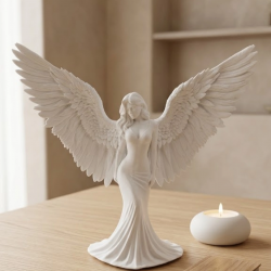 Mey İthalat® Estetik Melek Kadın Figürlü 3D Dekoratif Biblo Modern Salon Dekoru