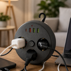 Mey İthalat® Ev Ofis İçin Çoklu Priz 3 Priz 3 USB Type C Güvenli Enerji Yönetimi