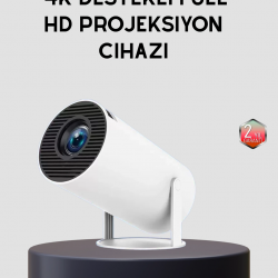 Mey İthalat® Ev Sineması Projeksiyon Cihazı – 160 ANSI Lümen, 4K Uyumlu ve Kablosuz Görüntü Aktarımı