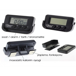 Mey İthalat®  Ev ve Araç Tipi Dijital Saat Kronometreli Alarmlı Pilli Saat