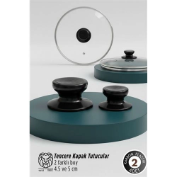 Mey İthalat® Evangelina Serisi 2’li Paslanmaz Çelik Lüks Tencere Kapağı Tutucu Seti - 4.5- 5. cm Universal