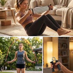 Mey İthalat® Evde Spor Seti Atlama İpi El Güçlendirici ve Karın Aleti