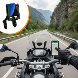 Mey İthalat® Evrensel Motosiklet Telefon Tutucu – Kaymaz, Kilitlenebilir Güvenli Tutuşlu, 360° Ayarlanabilir Gidon Bağlantılı Akıllı Telefon Aparatı