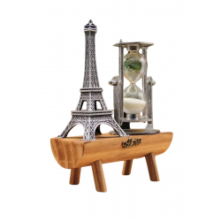 Mey İthalat® Eyfel Kulesi Tasarımlı Kum Saati Kristalleştirilmiş Kum Saati Dekoratif Ahşap Görünümlü