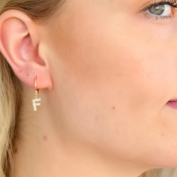 Mey İthalat® F Harf Bayan Küpe