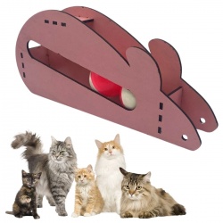 Mey İthalat®   Fare Kedi Oyunu Ahşap 2 Toplu Kedi Oyuncağı Tahta Kedi Oyunu Tahta Fare Ve Toplu Oyuncak