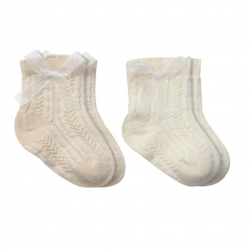 Mey İthalat® Fiyonklu Penye Soket Çorap 2li 10149 Bej