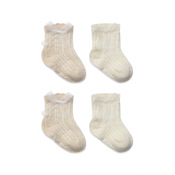 Mey İthalat® Fiyonklu Penye Soket Çorap 2li 10149 Bej
