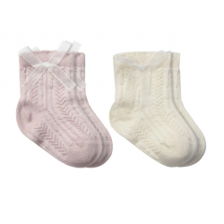 Mey İthalat® Fiyonklu Penye Soket Çorap 2li 10149 Lila