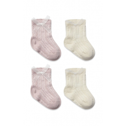 Mey İthalat® Fiyonklu Penye Soket Çorap 2li 10149 Lila