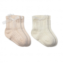 Mey İthalat® Fiyonklu Penye Soket Çorap 2li 10149 Somon