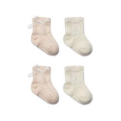 Mey İthalat® Fiyonklu Penye Soket Çorap 2li 10149 Somon