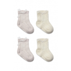 Mey İthalat® Fiyonklu Penye Soket Çorap 2li 10149 Taş