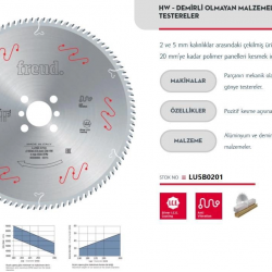 Mey İthalat® Freud LU5B 0201 250X30X2,8 mm Alümimyum Testere 60 Diş
