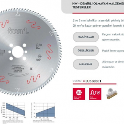 Mey İthalat® FreudLU5B 0801 300X30X3,0 mm Alümimyum Testere 96 Diş