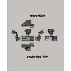 Mey İthalat® G-Sensörlü 3'lü Kayıtlı Araç Kamerası