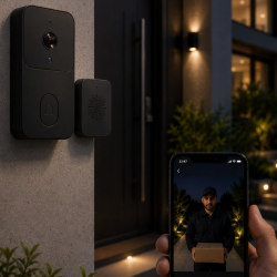 Mey İthalat® Gece Görüşlü Akıllı Kapı Zili Geniş Açılı Kameralı Güvenlik Sistemi