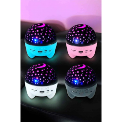 Mey İthalat® Gece Lambası Projeksiyon Görünümlü Şarjlı Yıldızlı Yuvarlak