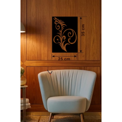 Mey İthalat® Geleneksel Çiçek Desenli Ahşap Duvar Tablosu - 25x35 cm Lazer Kesim Dekoratif Pano