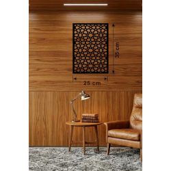 Mey İthalat® Geometrik Yıldız Geçme Ahşap Duvar Tablosu - 25x35 cm Lazer Kesim Selçuklu Motifi