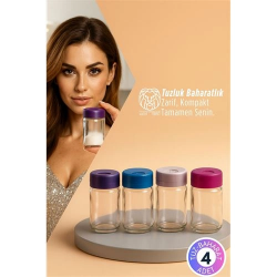 Mey İthalat® Giulia 4’lü Mini Cam Tuzluk Seti - 9 cm Modern Ergonomik Renkli Baharatlık Takımı 722870