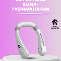 Mey İthalat® Giyilebilir Bladeless Boyun Fanı | 360° Serinlik, 5 Kademe Rüzgar, USB Şarjlı Sessiz Mini Klima