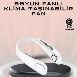 Mey İthalat® Giyilebilir Sessiz Fan | 224g Hafif, Bladeless Güvenli Tasarım, 5 Vitesli Soğutma, USB Şarjlı Fan