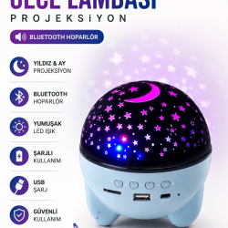 Mey İthalat® Gökyüzü Temalı Bluetooth Ve Hoparlörlü Şarjlı Çocuk Gece Lambası