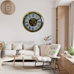 Mey İthalat® Gold Atlas Royale 60 Cm Çarklı Duvar Saati