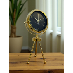 Mey İthalat® Gold & Black Uyumlu Şık Üç Ayaklı Metal Masa Saati