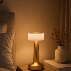 Mey İthalat® Gold Kare LED Masa Lambası Şarjlı Dimmer Kontrollü Dekoratif Işık