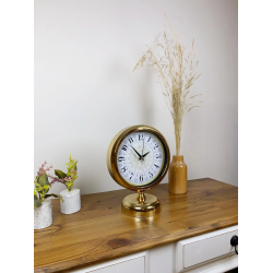 Mey İthalat® Gold Metal Çini Desen Masa Saati 25×20 cm
