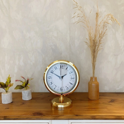 Mey İthalat® Gold Metal Desenli Masa Saati 25×20 cm