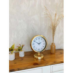 Mey İthalat® Gold Metal Desenli Masa Saati 25×20 cm