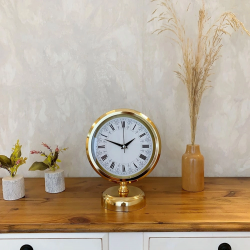 Mey İthalat® Gold Metal Desenli Roma Rakamlı Masa Saati