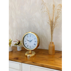 Mey İthalat® Gold Metal Desenli Roma Rakamlı Masa Saati