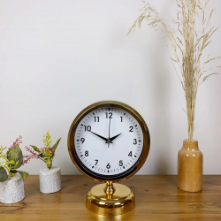 Mey İthalat® Gold Metal Lüks Masa Saati 25×20 cm