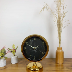 Mey İthalat® Gold Metal Mermer İlhamı Masa Saati 25×20 cm