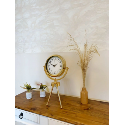 Mey İthalat® Gold Metal Mini Tripod Desenli Masa Saati 45×26 cm