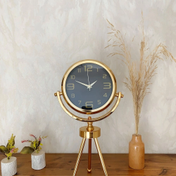 Mey İthalat® Gold Metal Mini Tripod Siyah İnci Masa Saati 45×26 cm – Şık ve Modern Dekoratif Tasarım