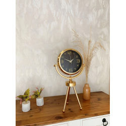 Mey İthalat® Gold Metal Mini Tripod Siyah İnci Masa Saati 45×26 cm – Şık ve Modern Dekoratif Tasarım
