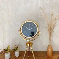 Mey İthalat® Gold Metal Mini Tripod Tokyo Masa Saati 45×26 cm