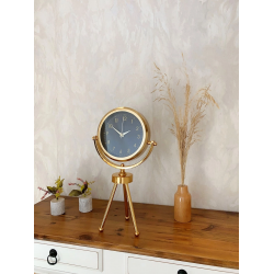 Mey İthalat® Gold Metal Mini Tripod Tokyo Masa Saati 45×26 cm