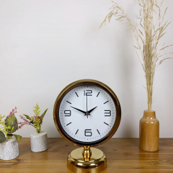 Mey İthalat® Gold Metal Modern Masa Saati 25×20 cm