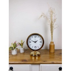 Mey İthalat® Gold Metal Modern Masa Saati 25×20 cm