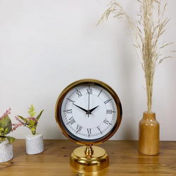 Mey İthalat® Gold Metal Retro Masa Saati 25×20 cm